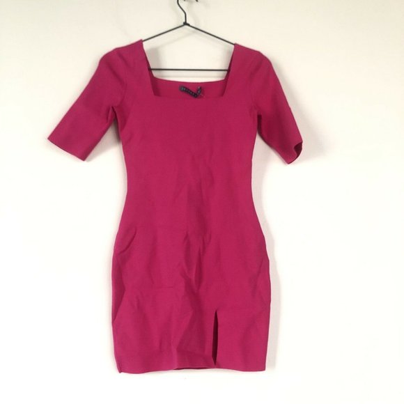 Zeynep Arcay Square Neck Mini Knit Dress Fuchsia 4 - Picture 5 of 9